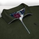 Green Textured Zipper Polo