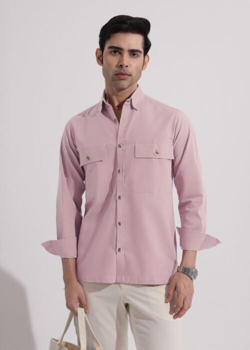 Pink Double Pocket Full Sleeve Shirt