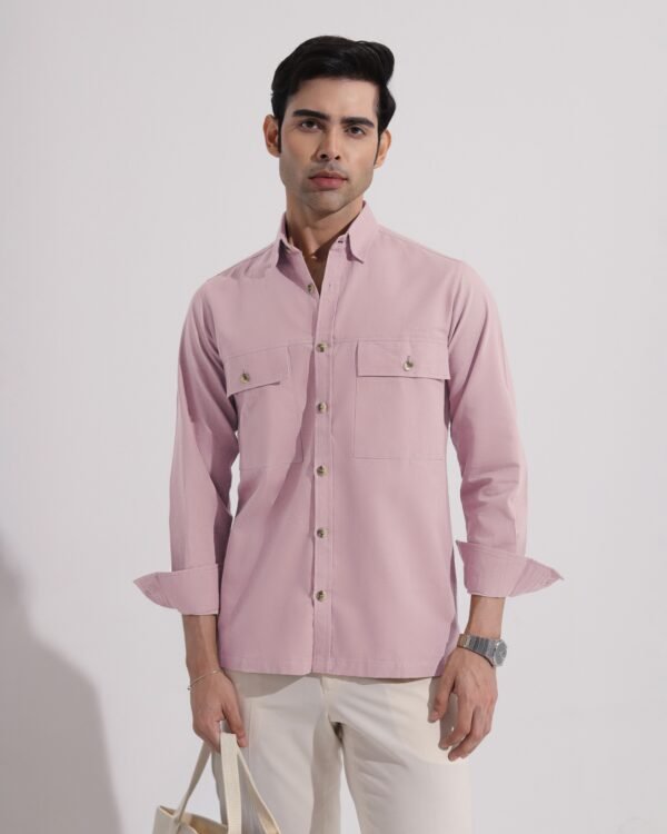 Pink Double Pocket Full Sleeve Shirt