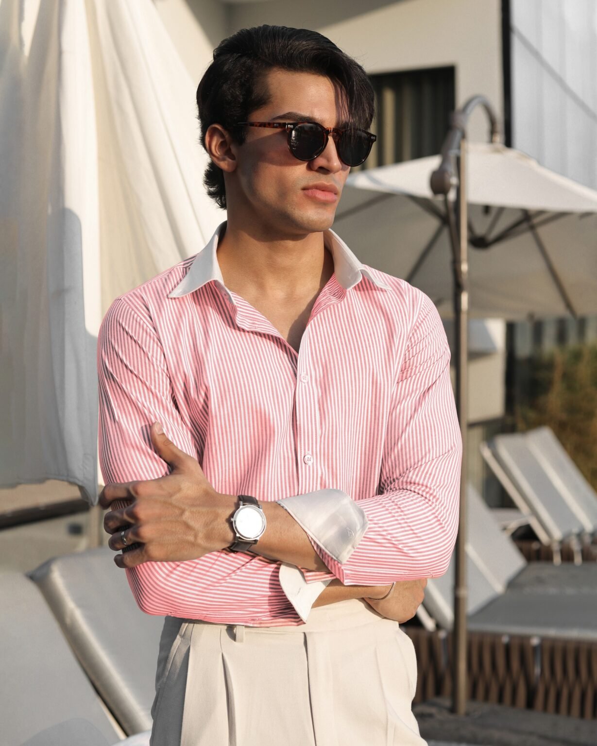 Pink Contrast Stripe Shirt – Enveil
