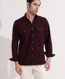 Maroon Double Pocket Full Sleeve Shirt