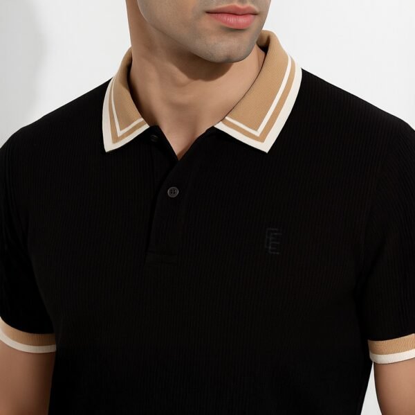 Black Contrast Collar Polo - Image 3