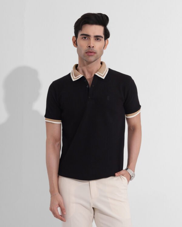 Black Contrast Collar Polo