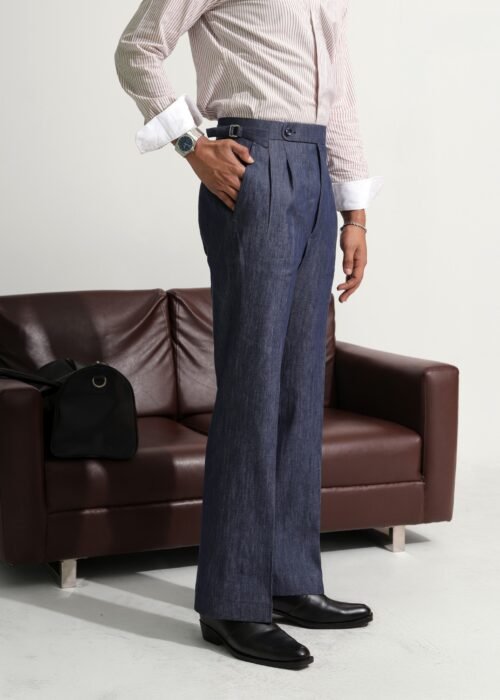 Pleated Denim Gurkha - Navy Blue