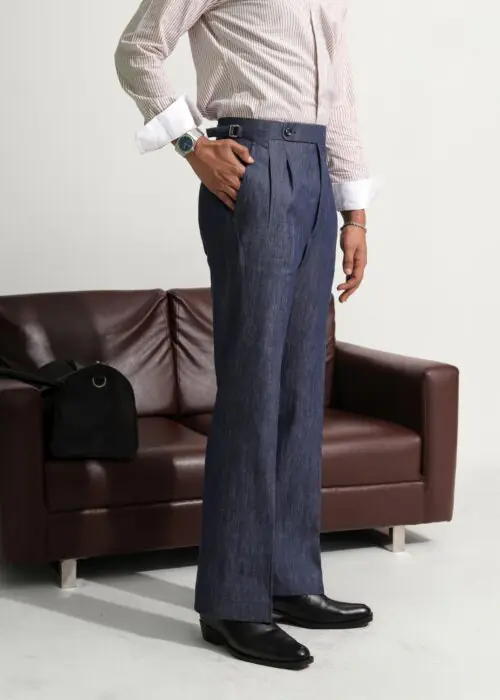 Pleated Denim Gurkha - Navy Blue