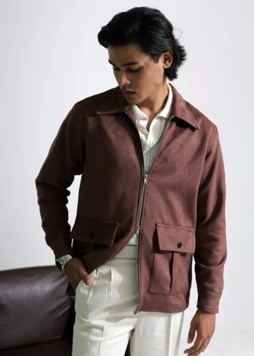 Suede Field Jacket-maroon
