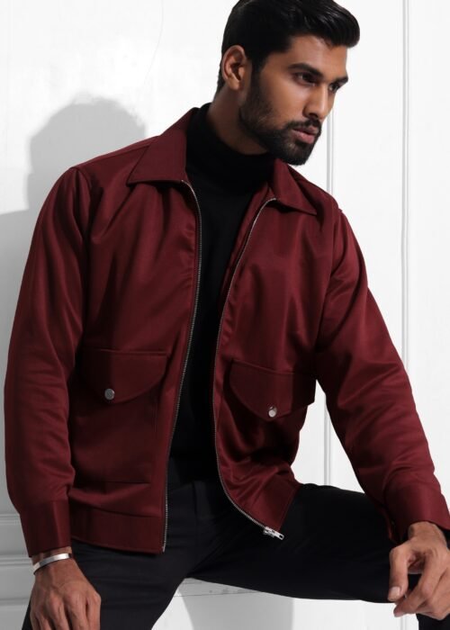 Maroon 2 pockets suede Jacket