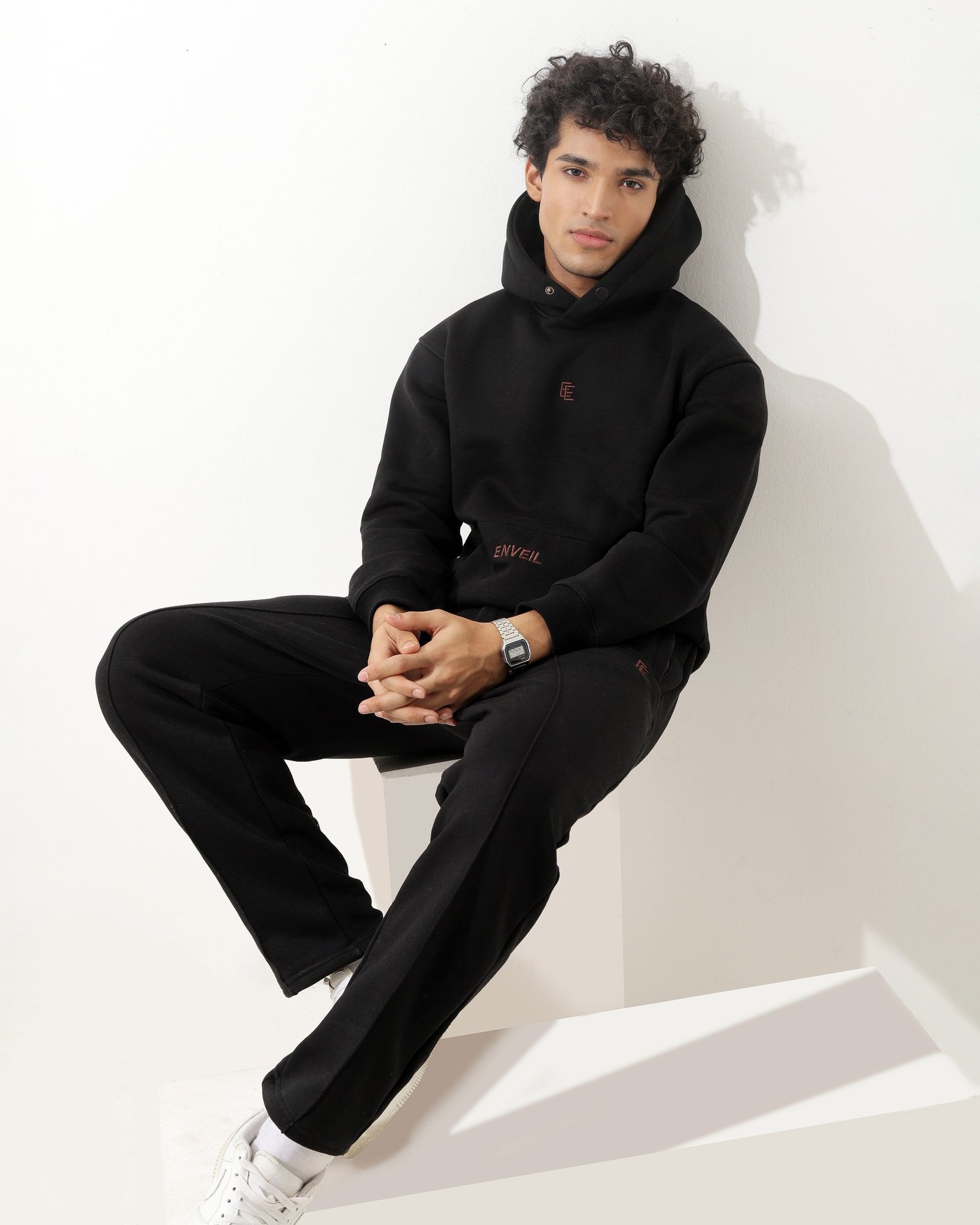 Black hoodie and joggers