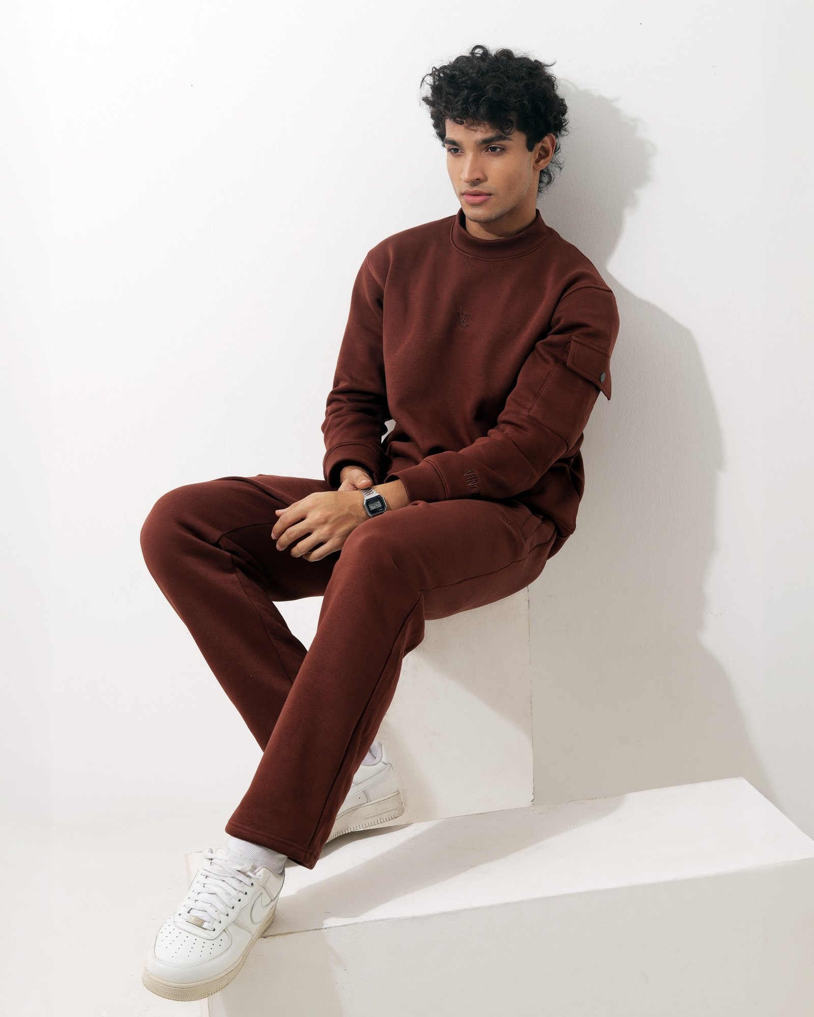 Maroon sweatshirts and joggers