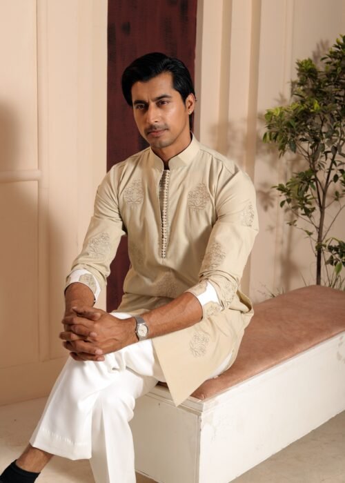 Embroidery White Cuff- Beige