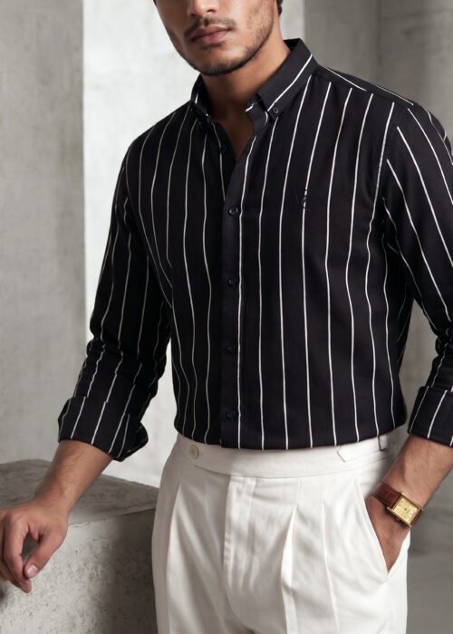 Sartorial Stripe Shirt-Black