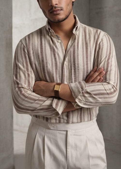 Sartorial Stripe Shirt-Beige