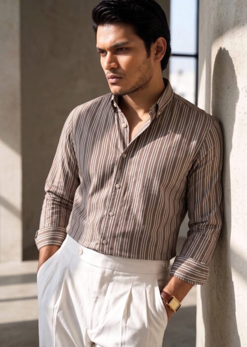 Sartorial Stripe Shirt-Deep Brown