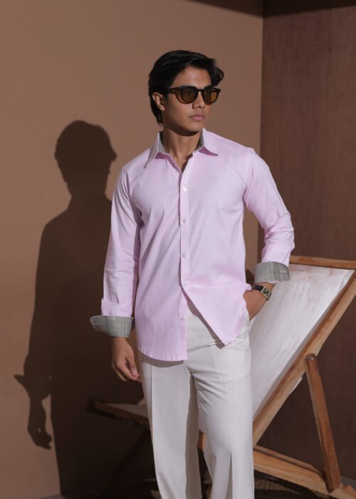 Monogram Full Sleeve Shirts- Pink