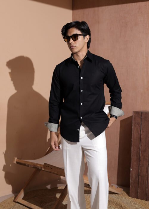 Monogram Full Sleeve Shirts- Black