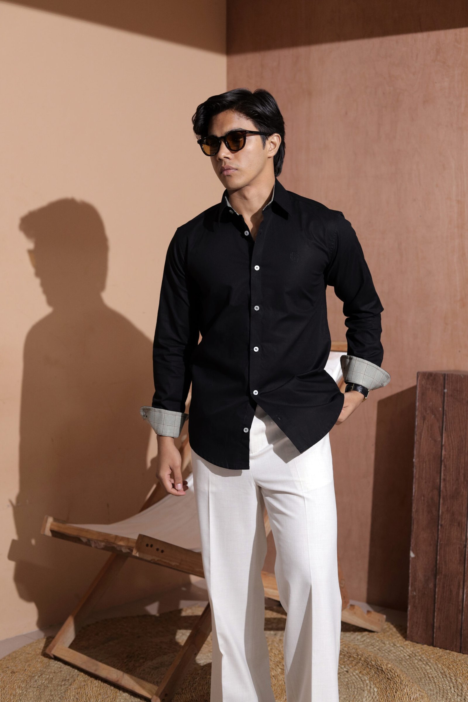 Monogram Full Sleeve Shirts- Black