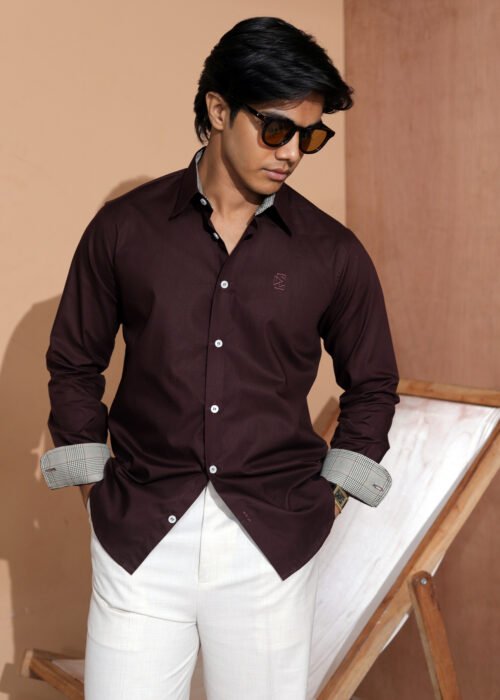 Monogram Full Sleeve Shirts- Maroon