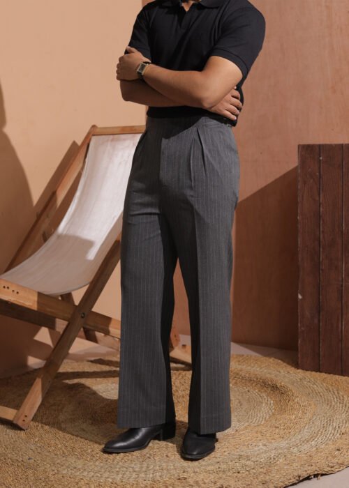 Flared Pants - Gray Pinstripe